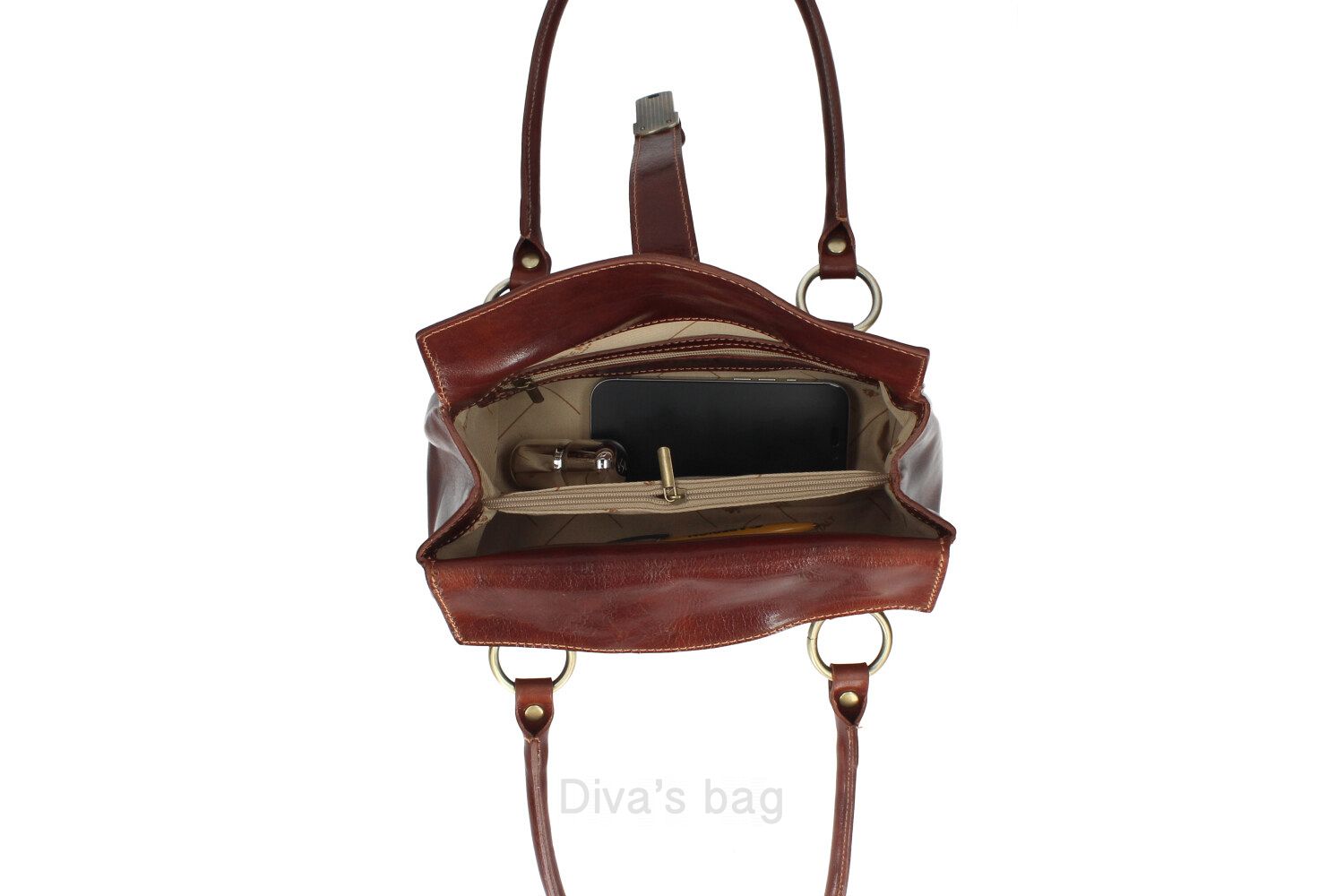 Borsa a spalla in pelle vacchetta PAOLINA